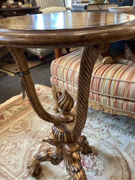 Leather Top Accent Table with Talon Legs