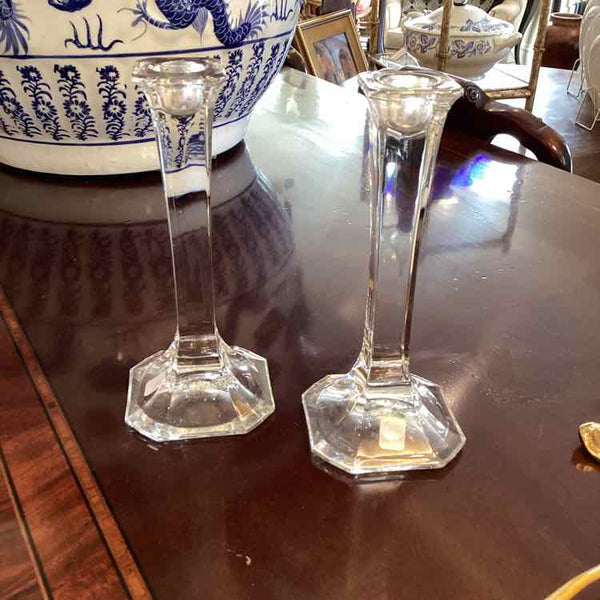 Pair Of Glass Candlesticks