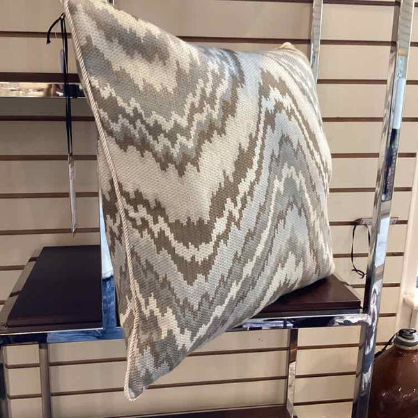 Grey, Tan And Beige Flamestitch Pillow