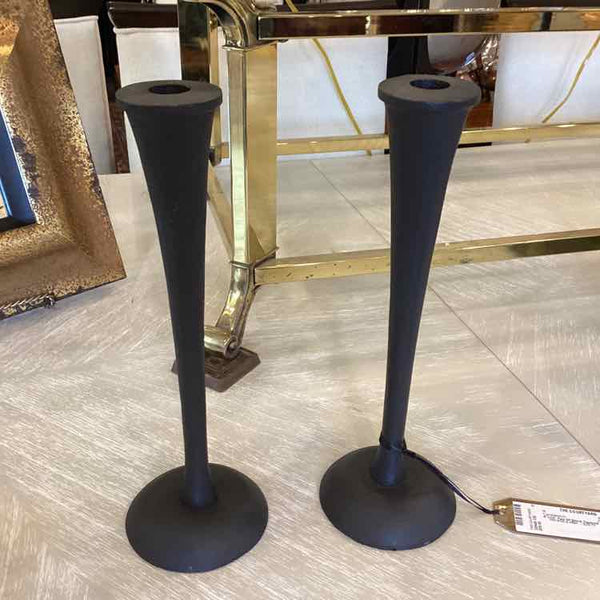 Pair Of Black Tapered Candleholders