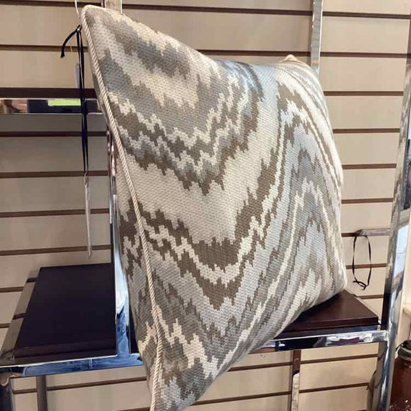 Grey, Tan And Beige Flamestitch Pillow