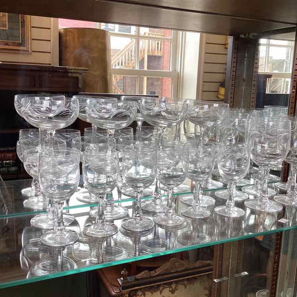 21 Assorted Etched Glasses