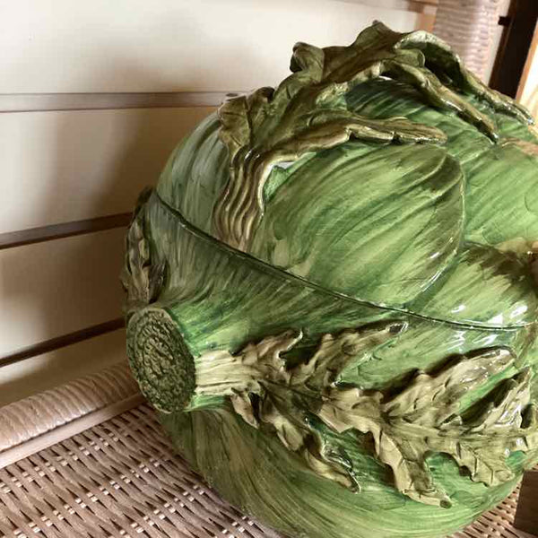 Italian Majolica Artichoke Tureen with Ladle