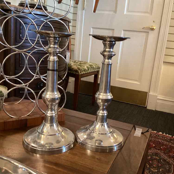 Pair Of Silver Taper Candleholders