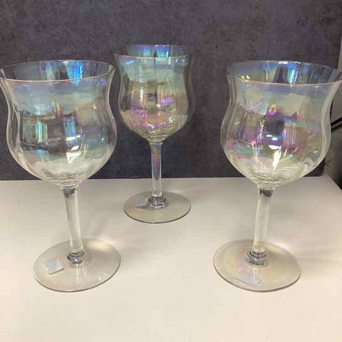 9 Vintage Iridescent Vintage Wine Glasses