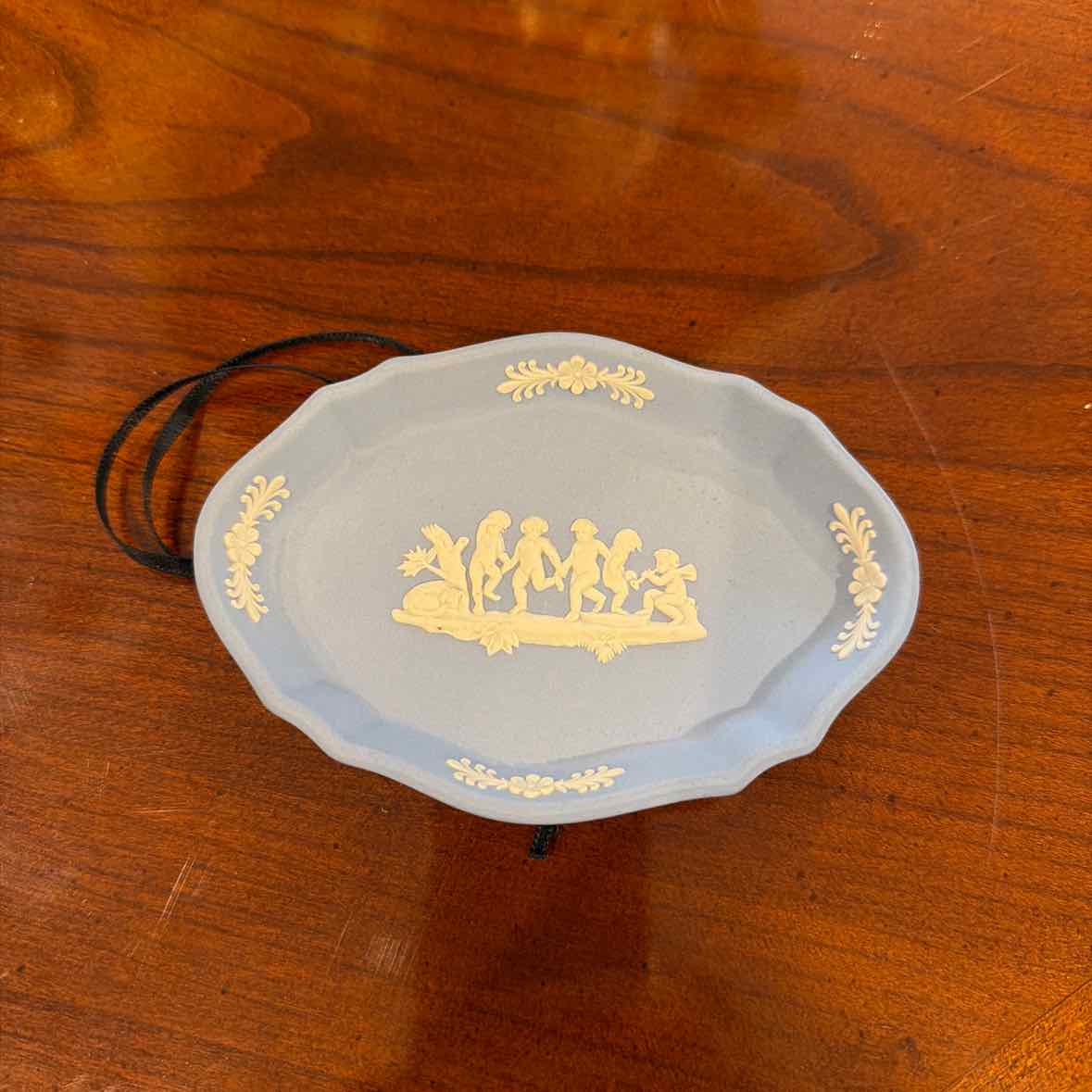 Small Blue/White Oval Jasperware Dish (Wedgwood)