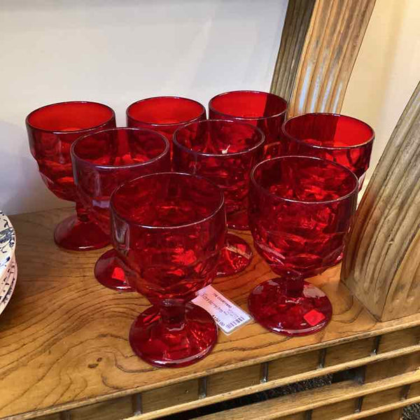 Viking Georgian Ruby Red Goblets, Set of 8 by Anchor Hocking