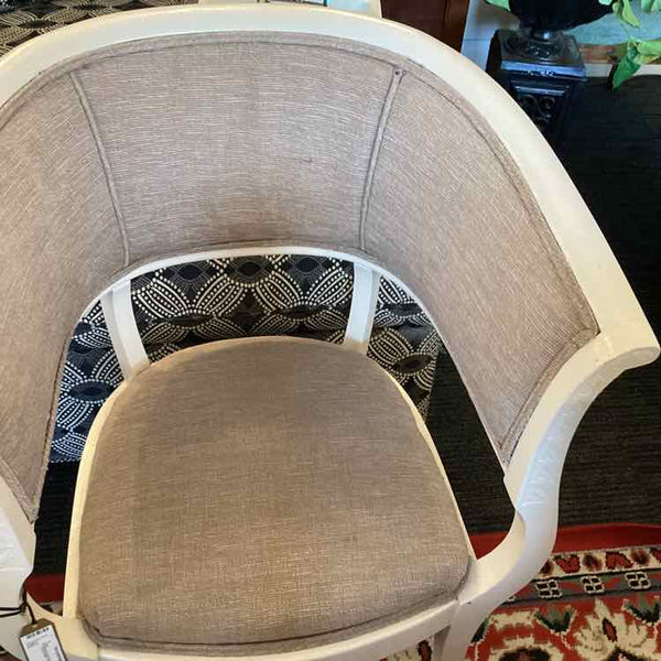 Ivory And Taupe Barrel Chair