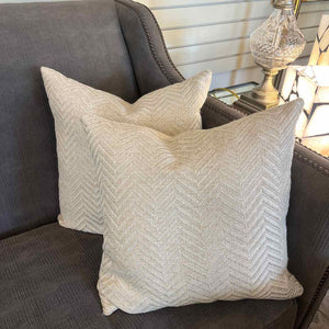 Pair Of Ivory Chevron Down Pillows