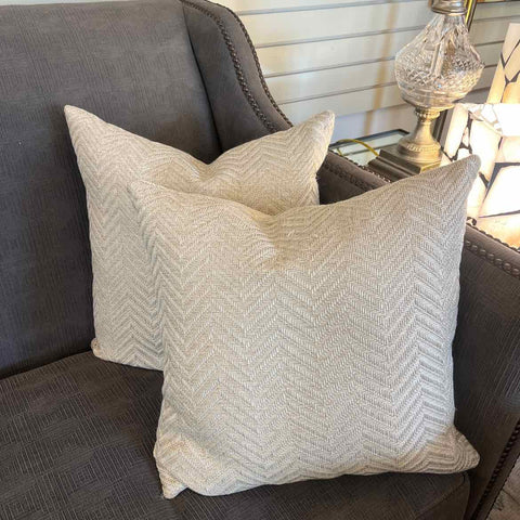Pair Of Ivory Chevron Down Pillows