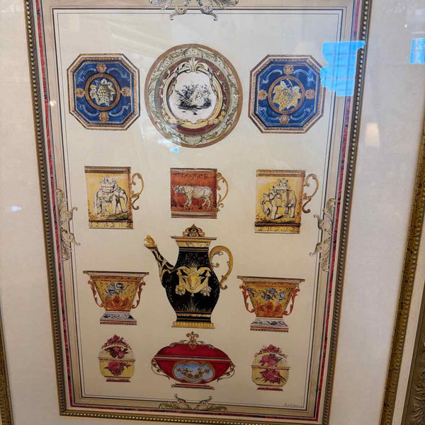 Framed Collection of Decorative Porcelain Prints
