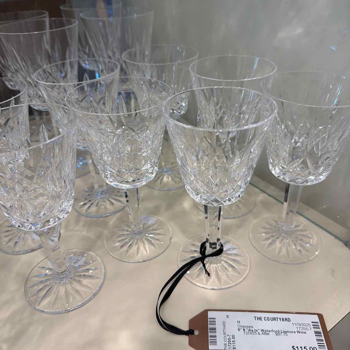 8 "As Is" Waterford Lismore Wine Glasses