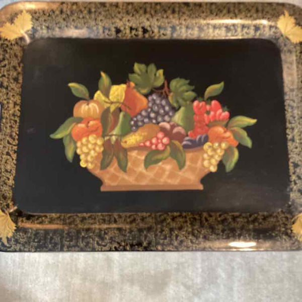 Black Metal Tole Painted Coffee Table/Italy Hand Painted