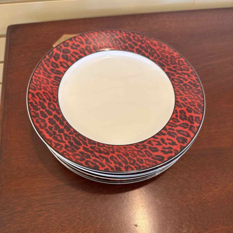 Six Neiman Marcus Red Leopard Plates