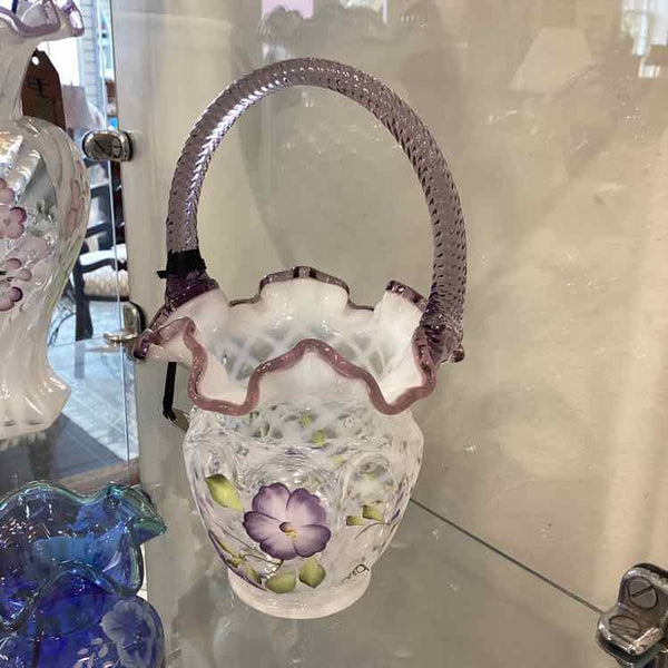 Fenton Opalescent Hand Painted Basket