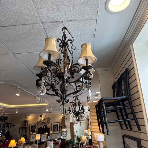 5 Light Chandelier with Shades & Crystals