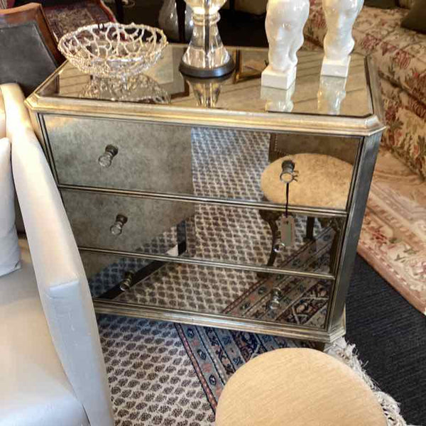 Ethan Allen Three Drawer Mirrored Chest