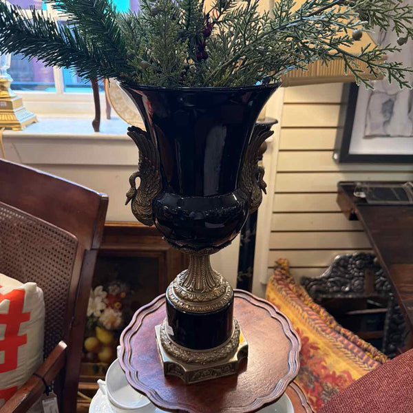 Black & Gold Enamel Vase