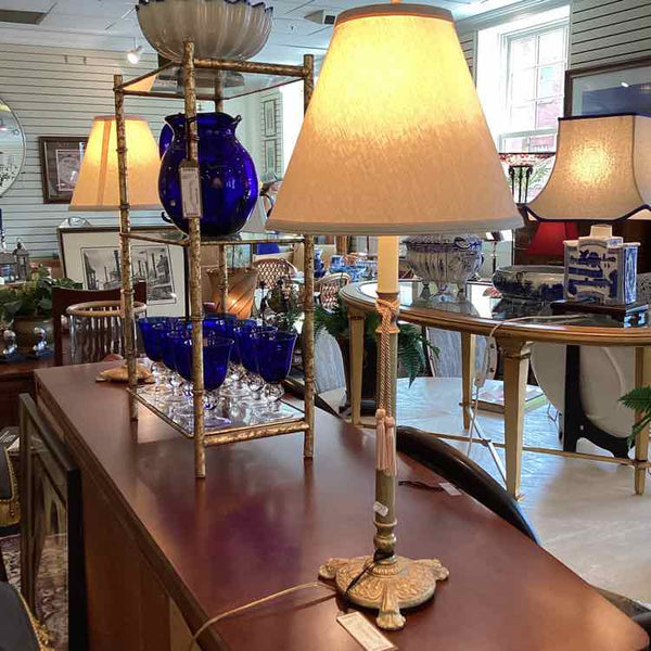 Pair of Gold Base Lamps with Tassels