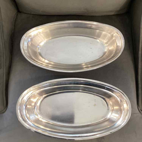 Pair of Hotel Silver Oval Bowls
