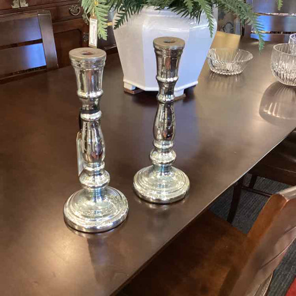Pair Of Mercury Glass Candlesticks