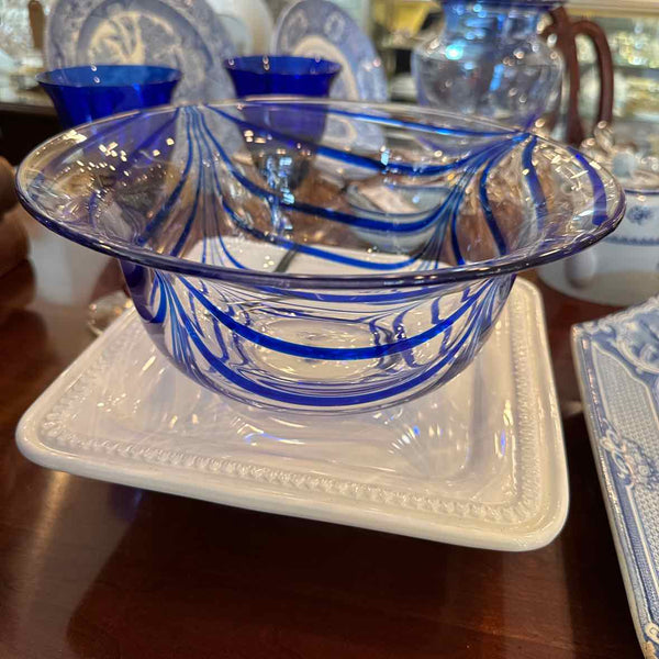 Art Glass Blue Bowl