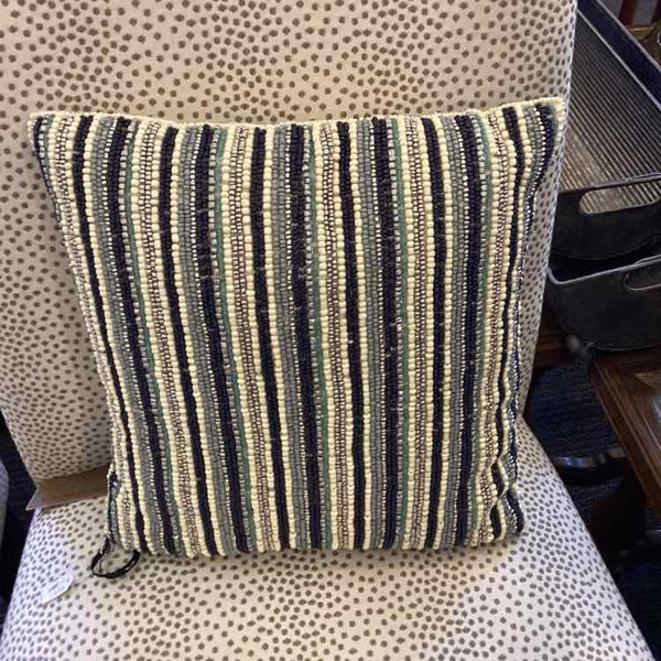 Beaded Blue/Ivory/Silver Pillow