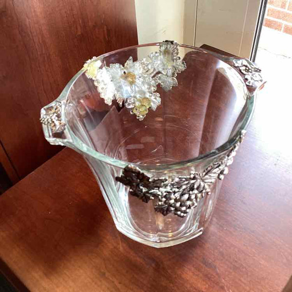 Glass Ice Bucket w/Grape Decor