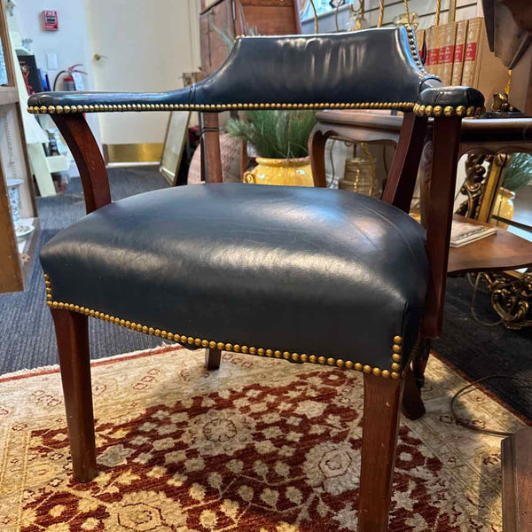 Blue Leather Chair With Nailheads