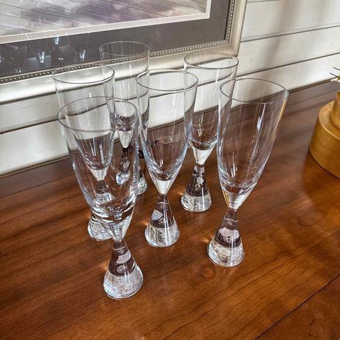 Vintage Holmegaard "Princess Tear Drop" Set of 6 Champagne Flutes