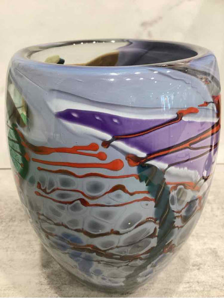 Multi-Color (Blue) Art Glass Vase