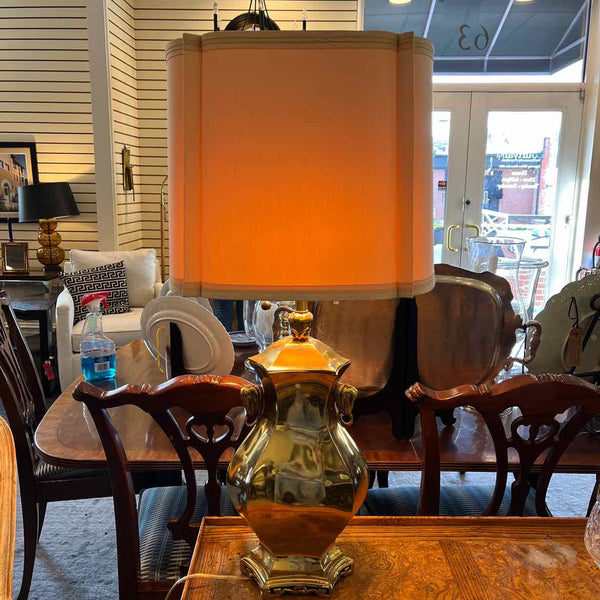 Brass Lamp with Ivory Shade