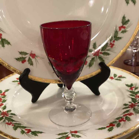8 Ruby Red Cordial Glasses