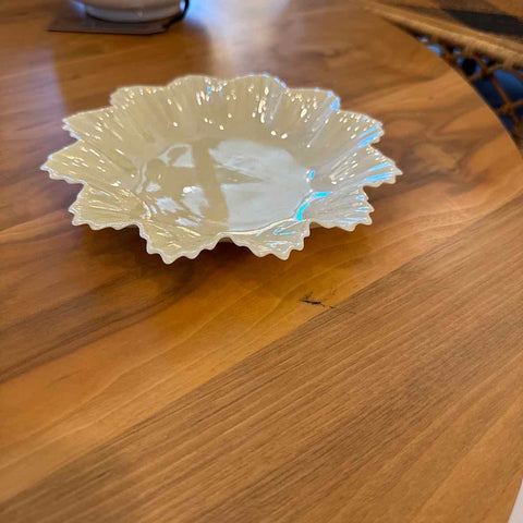 Belleek Dish With Leaf Edge