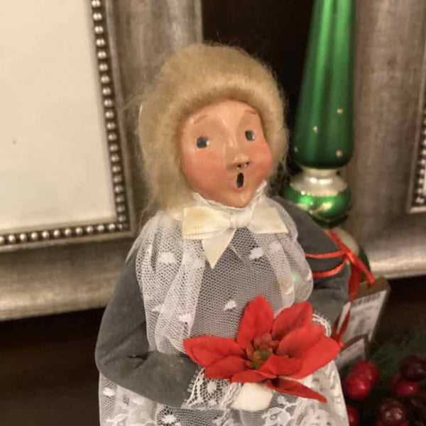 Byer's Choice Girl  Caroler with Poinsettia