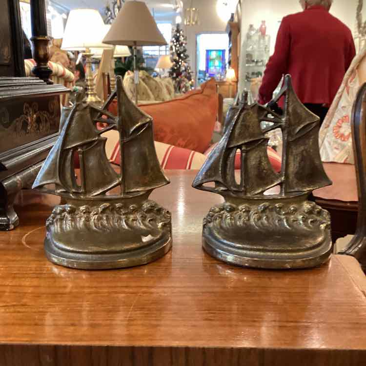 Pair of Brass Ship Bookends