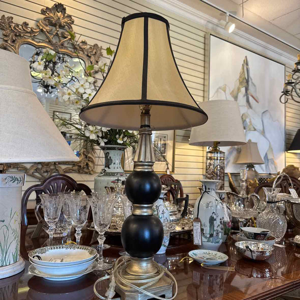 Black & Bronze Lamp w/Gold Shade