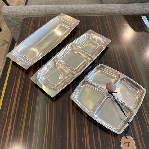 Three Stainless Steel Serving Pieces