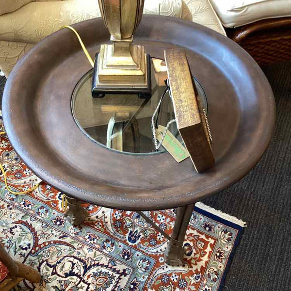 Metal & Glass Round Side Table