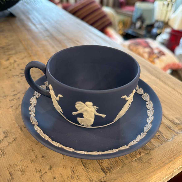 Dk. Blue Jasperware Cup/Saucer (Wedgwood)