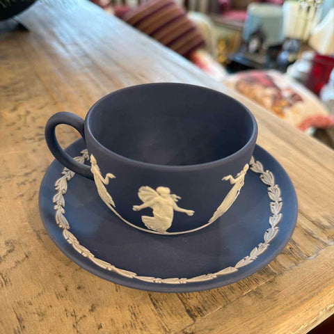 Dk. Blue Jasperware Cup/Saucer (Wedgwood)