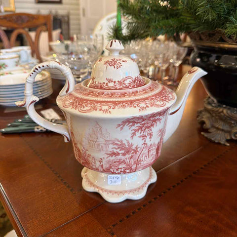 Burton & Burton Red Toile Tea Pot