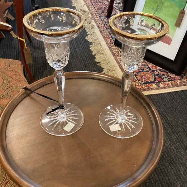 Pair Of Wedgwood Gold Rimmed Candle Holders