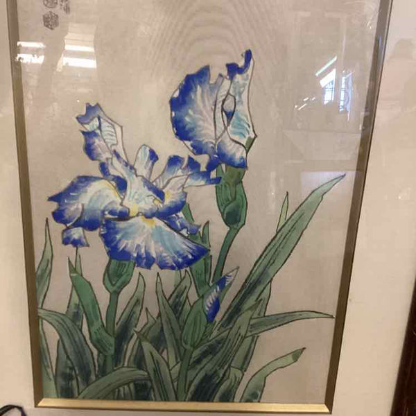 Blue Iris Maple Print in Bamboo Frame