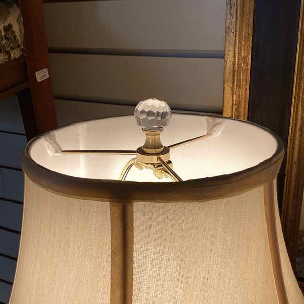 Pair of Cut Glass Lamps with Cream Shades