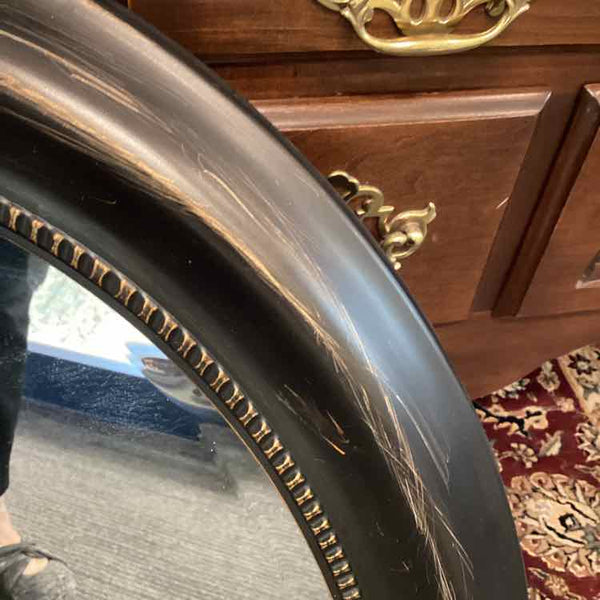 Oval Black Beveled Mirror