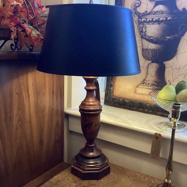 Wooden Lamp/Black Shade