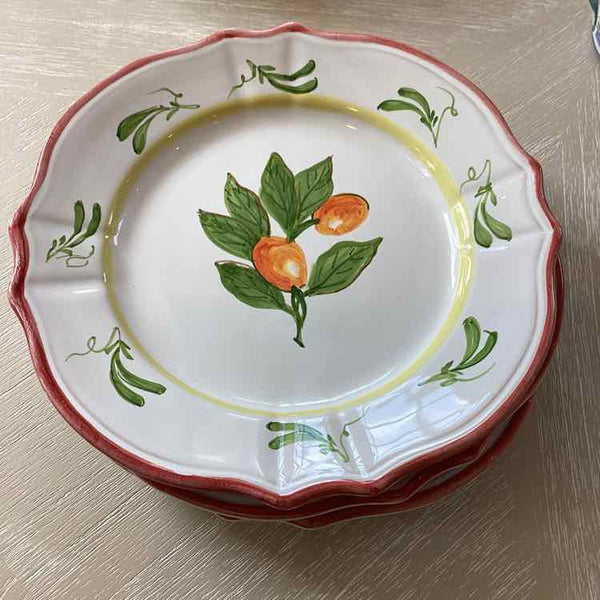 Set of 4 L'Antica Red Rim Salad Plates