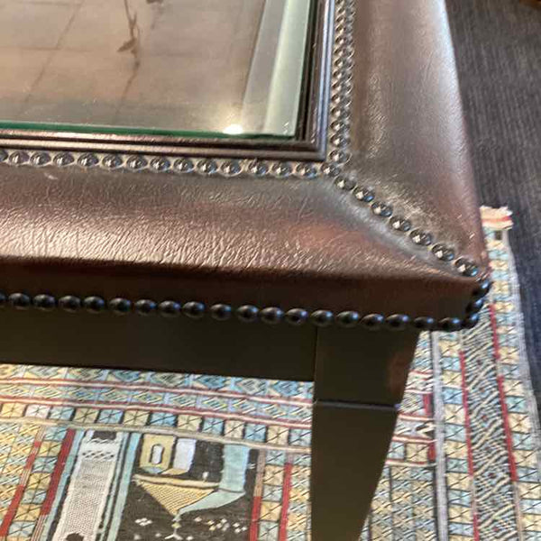 Wood And Leather Side Table