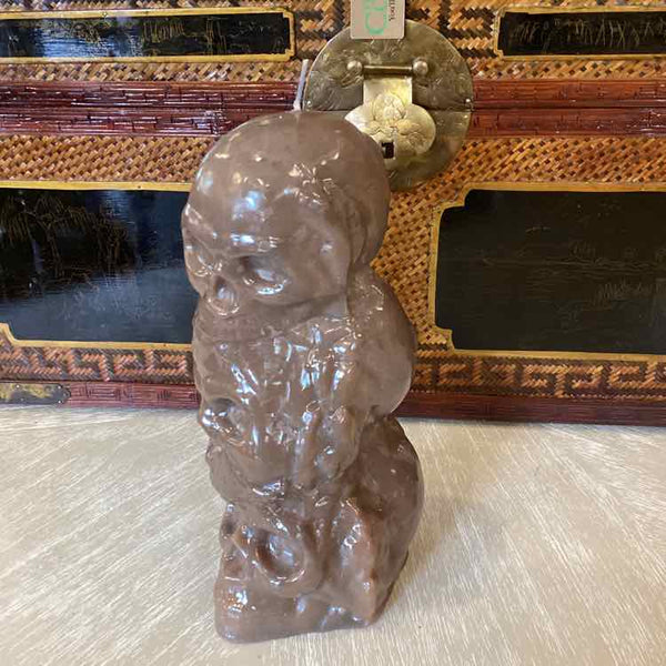 Taupe Skull Pillar Candlestick